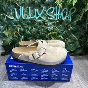 BIRKENSTOCK Boston Soft Footbed Suede Leather Unisex Women Size 4 EU 35 Taupe